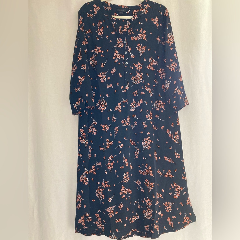 J. Jill Wearever Collection Black Floral MIDI Dress